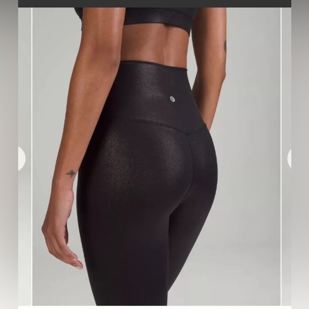 Lululemon Align High Rise Shine Pant 25” Black  Radiate Foil Print Black
